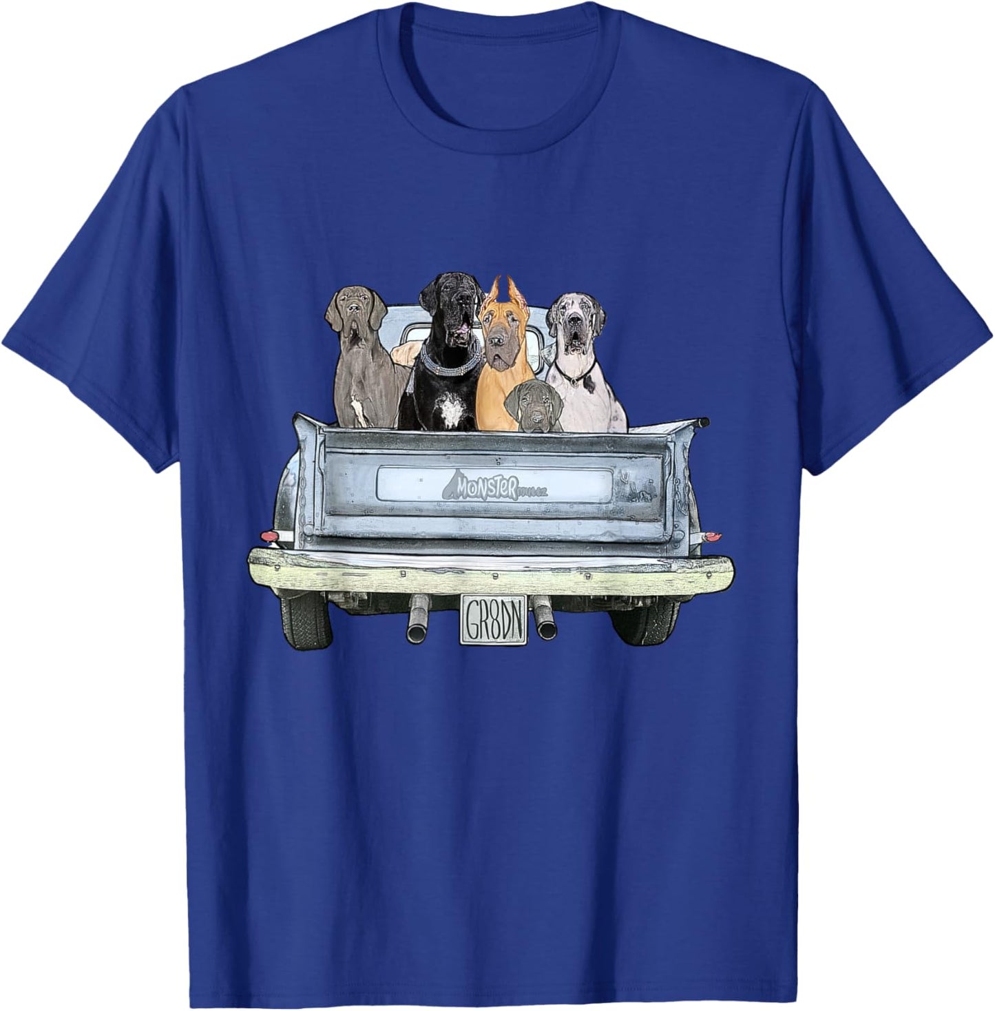 Great Dane Squad Pickup Truck Top - Large Dog Dad T-Shirt - T-Shirt | Royal