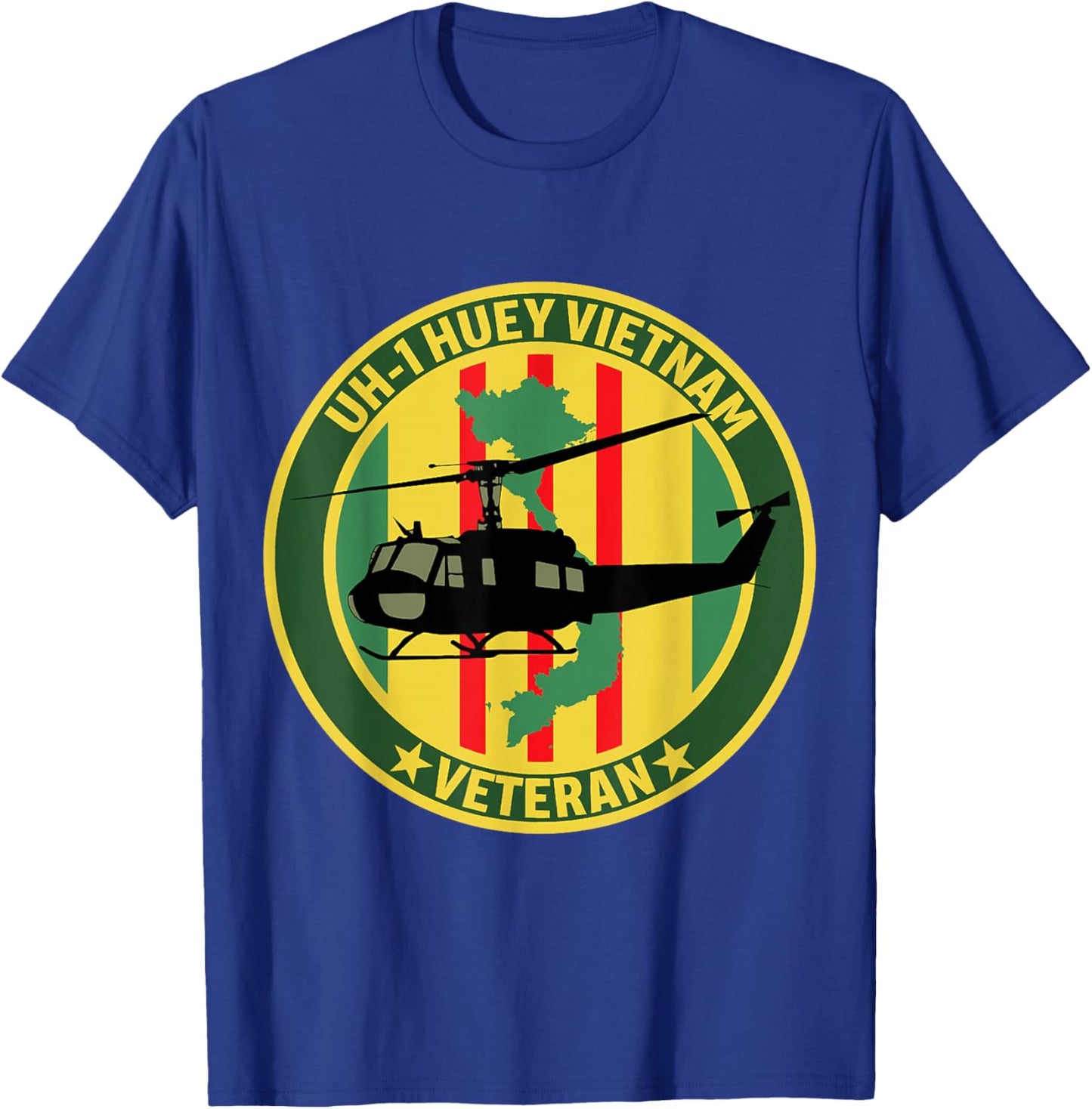 UH-1 Huey Helicopter Vietnam Veteran US Military Vet T-Shirt - T-Shirt | Royal