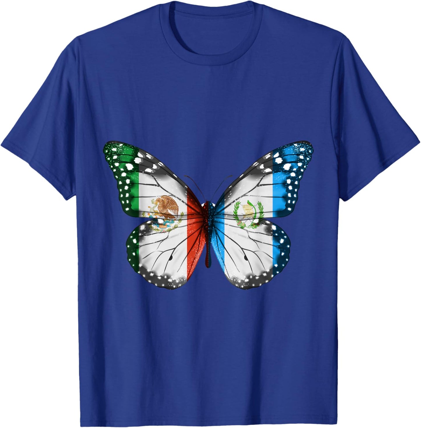 Mexican Guatemalan Flag Butterfly T-Shirt - T-Shirt | Royal
