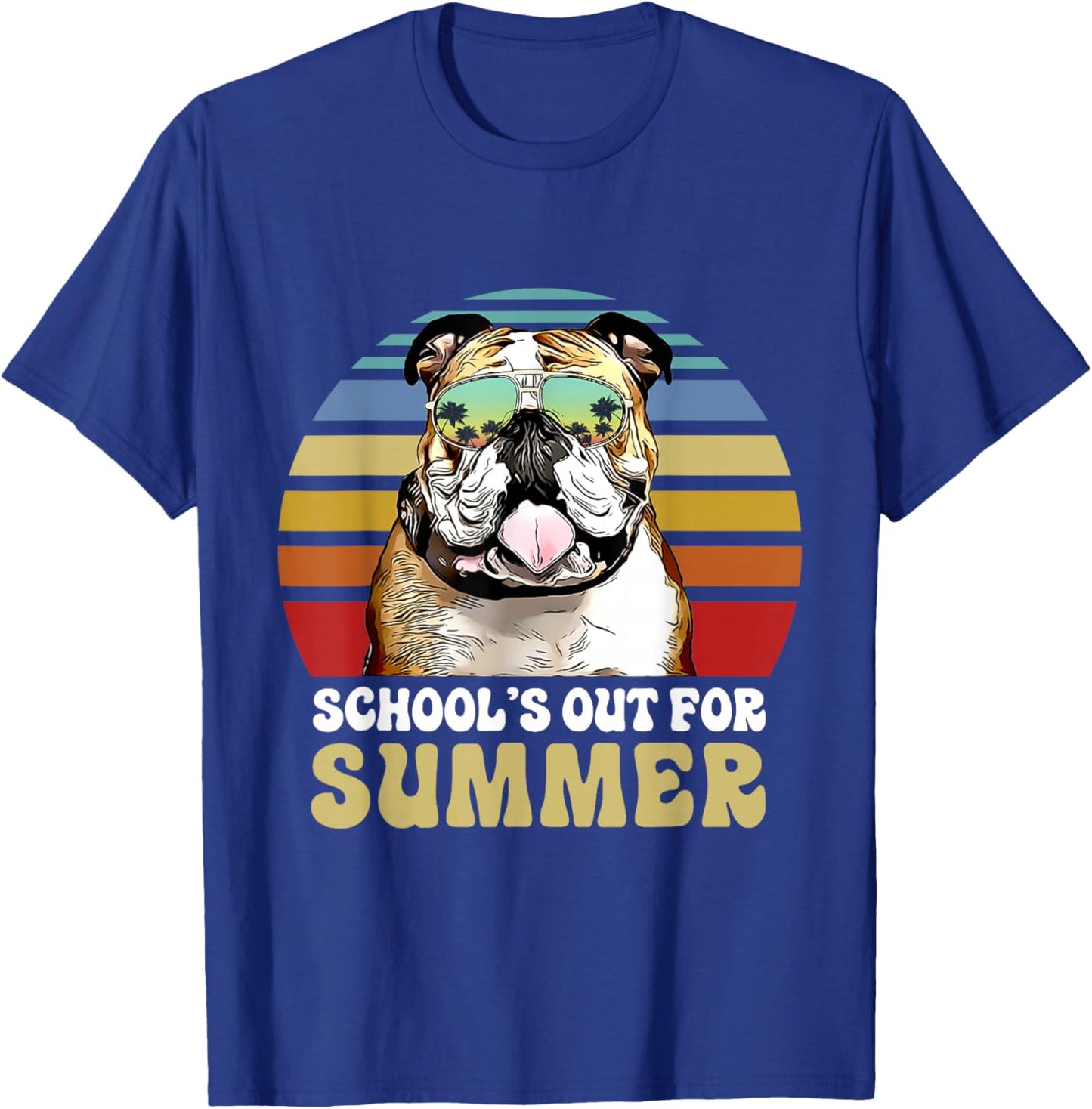 Schools Out for Summer Bulldog Dog Teacher T-Shirt - T-Shirt | Royal