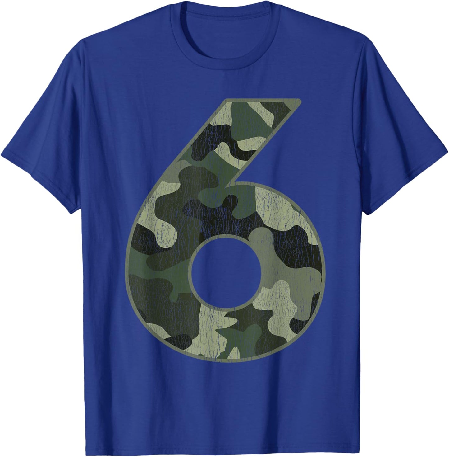 6th Birthday Army Birthday Party 6 Years Old Camo Number 6 T-Shirt - T-Shirt | Royal