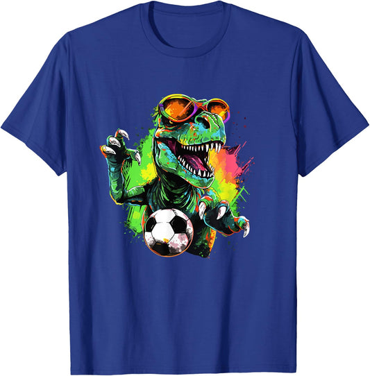 Dinosaur Soccer Apparel Trex Soccer Player Dino Lover Kids T-Shirt - T-Shirt | Royal
