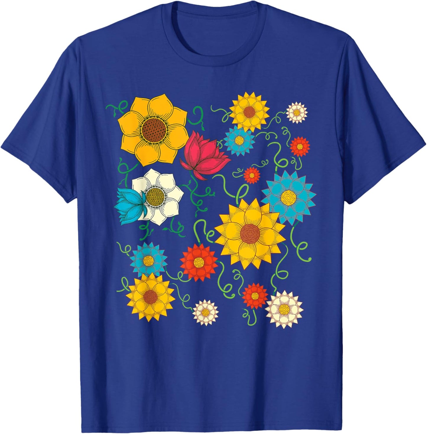 Beautiful Wildflowers Colorful Garden Flower Botanical T-Shirt - T-Shirt | Royal