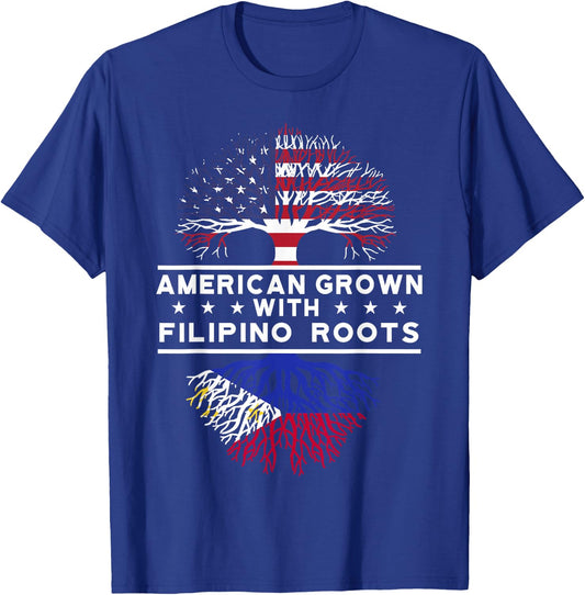 American Grown with Filipino Roots - Philippines T-Shirt - T-Shirt | Royal