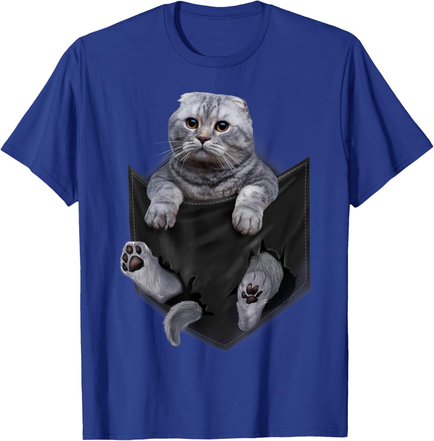 Scottish Fold Cat in Pocket Cats Shirt Gifts T-Shirt - T-Shirt | Royal