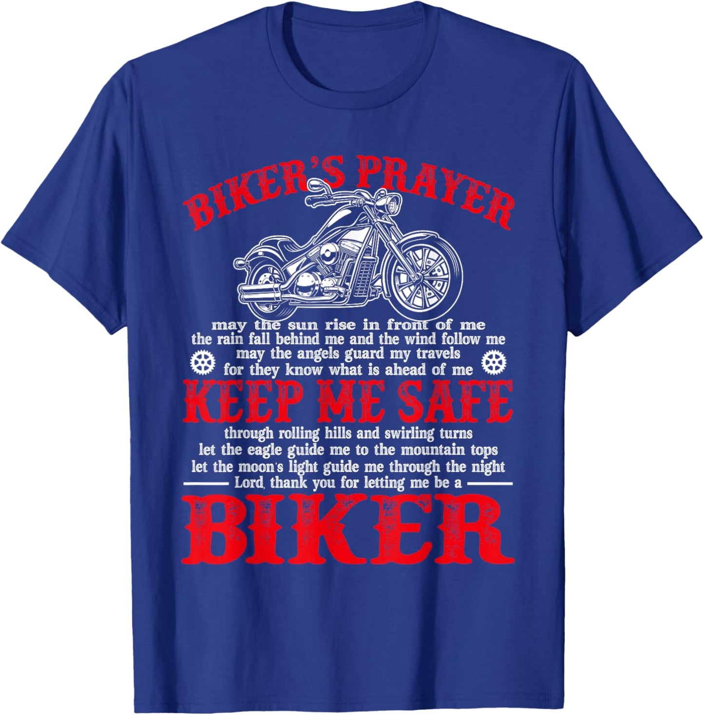 Biker's Prayer Vintage Motorcycle Biker Biking Motorcycling T-Shirt - T-Shirt | Royal