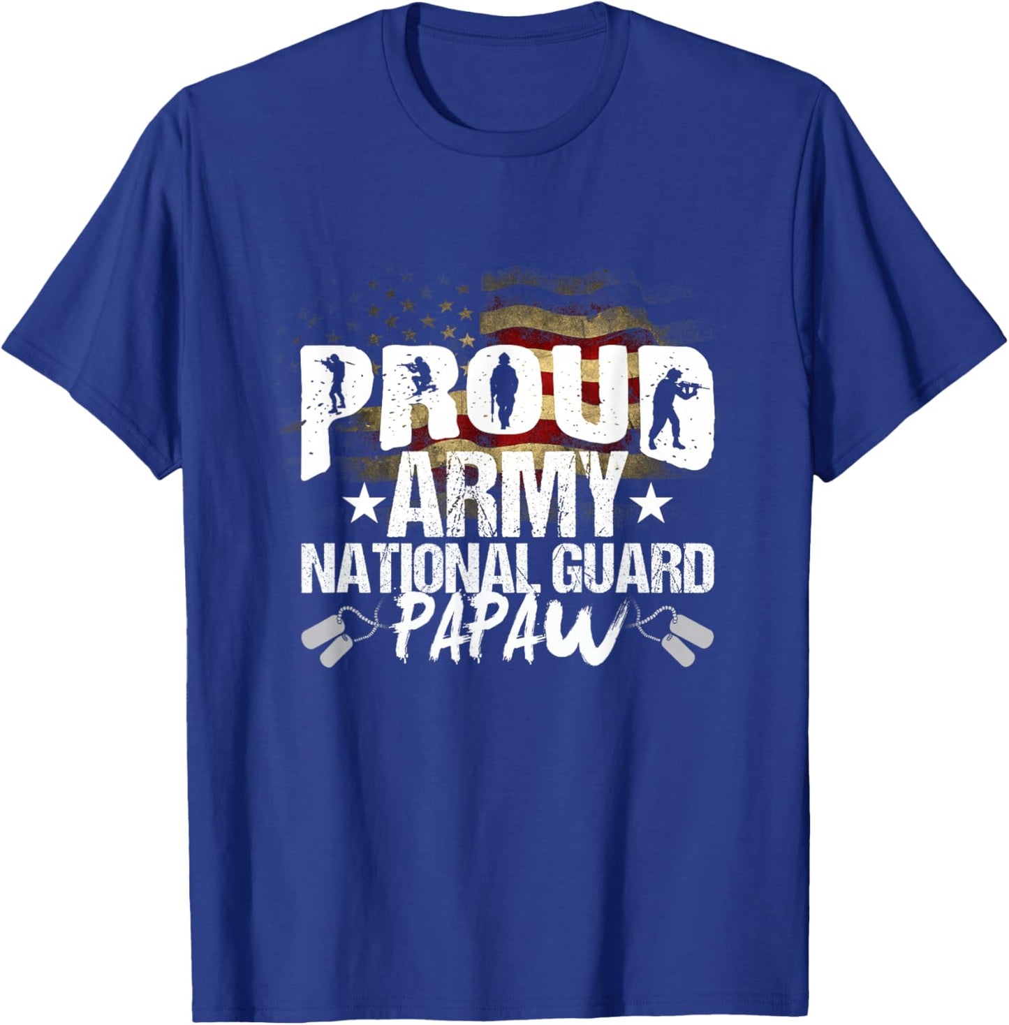 Proud Army National Guard Papaw Veteran On 4th July T-Shirt - T-Shirt | Royal