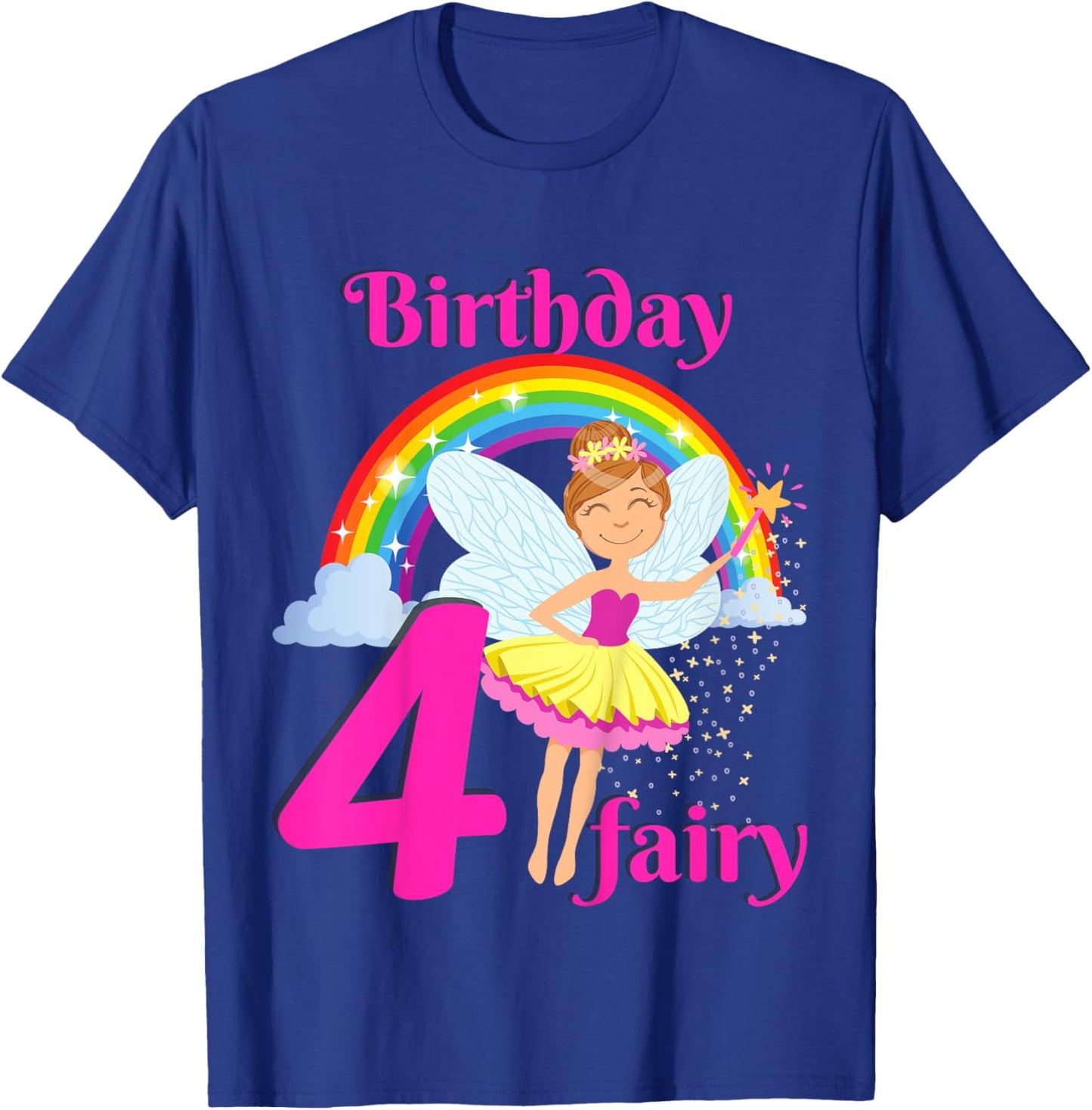 Kids Fairy Birthday Party 4 years old Fairy Birthday Party Theme T-Shirt - T-Shirt | Royal