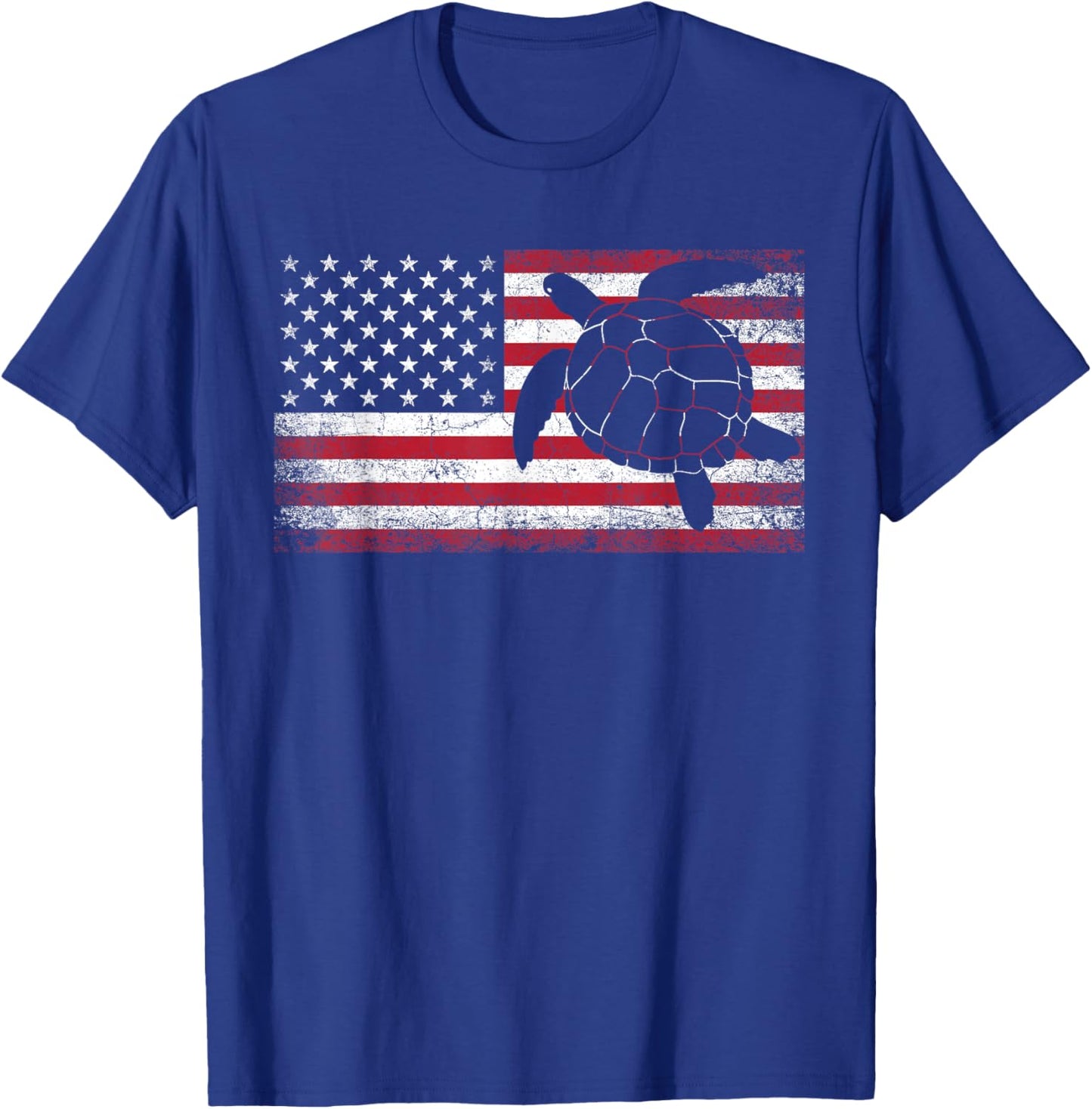 Sea Turtle 4th of July Gift American Flag USA - America T-Shirt - T-Shirt | Royal