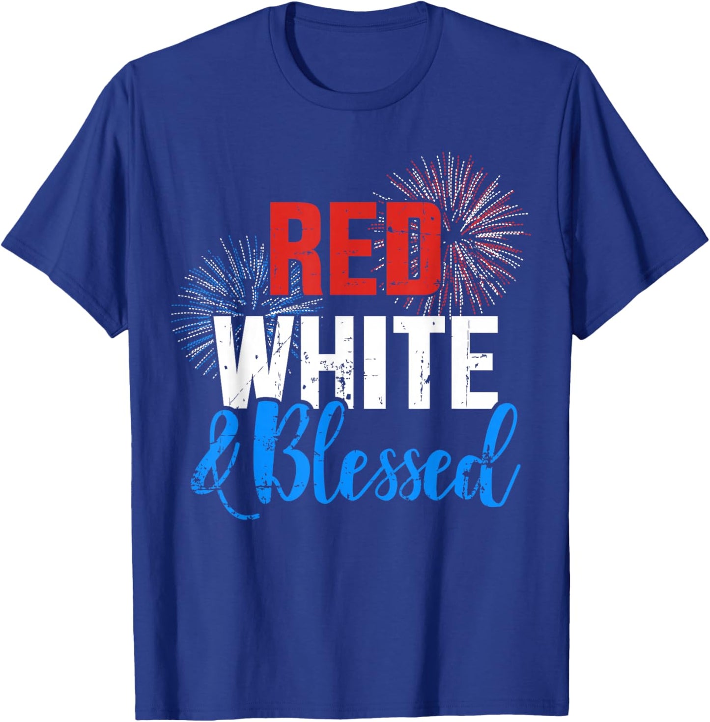 Red white blessed for Independence day on 4th of July Women Men T-Shirt - T-Shirt | Royal