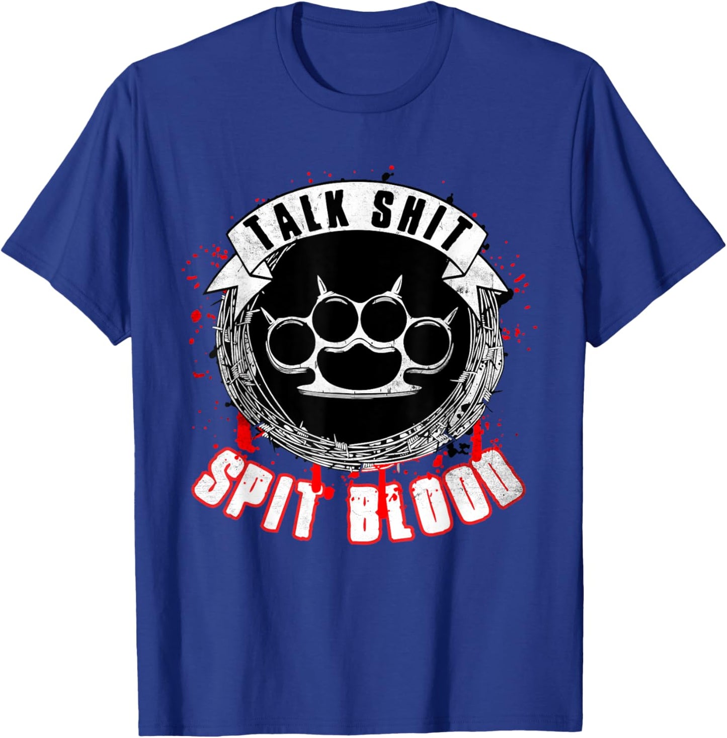 Talk Bullshit Spit Blood Biker T-Shirt - T-Shirt | Royal