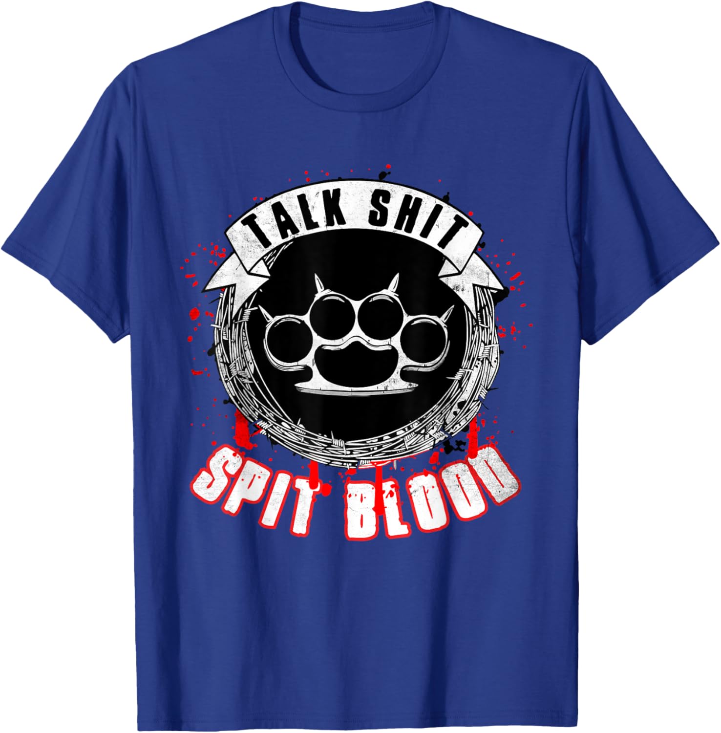 Talk Bullshit Spit Blood Biker T-Shirt - T-Shirt | Royal