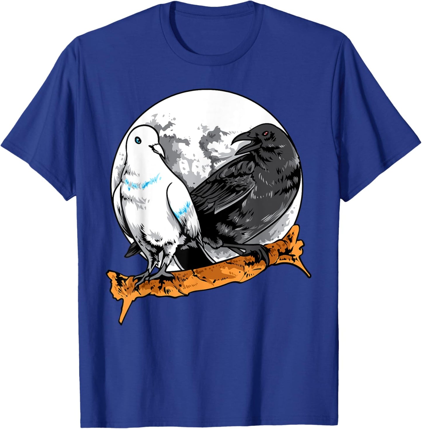 Dove and Crow Ying Yang Raven Birds Spirit Animals Moon T-Shirt - T-Shirt | Royal