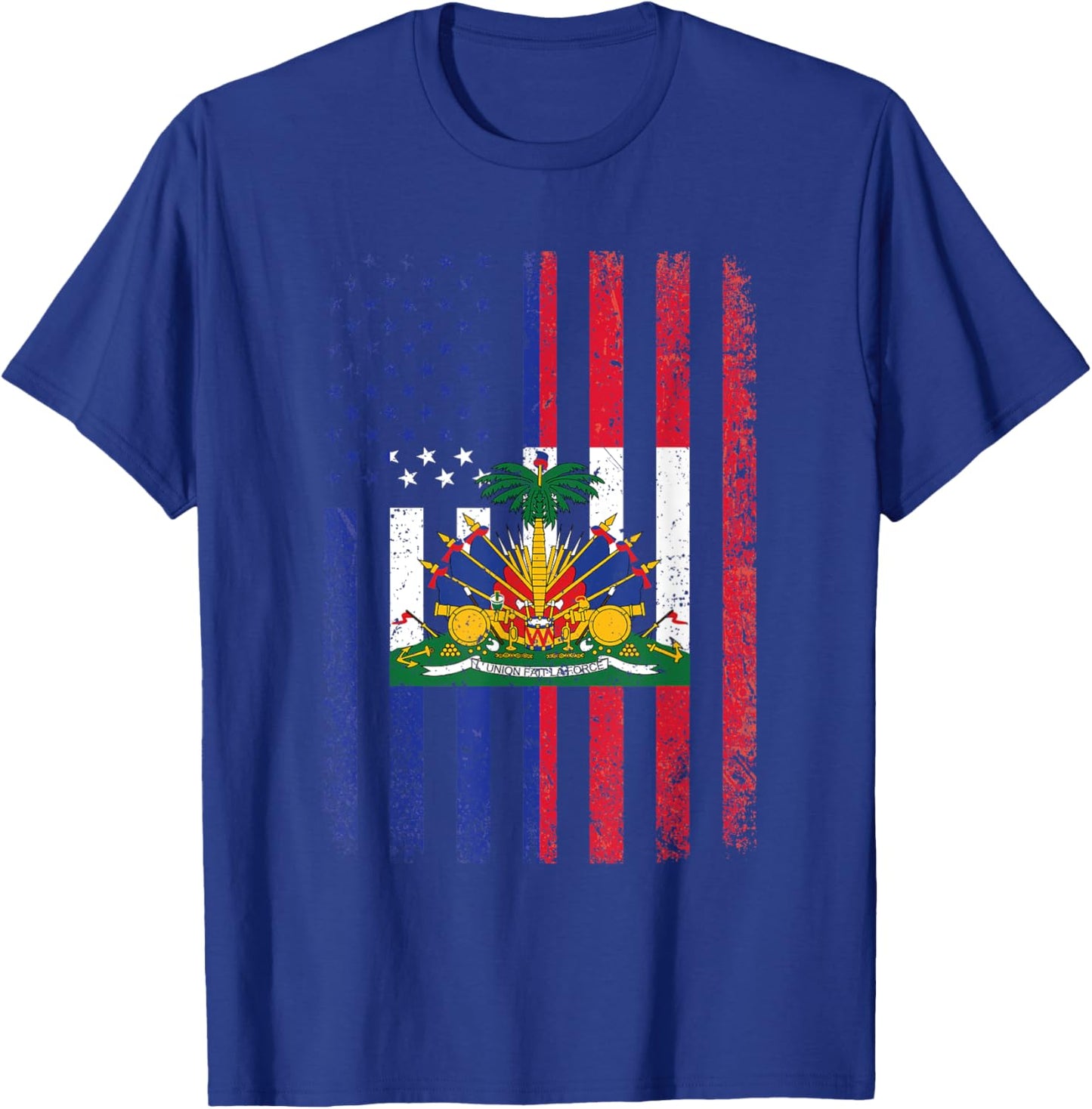 Haiti USA Flag Shirt 4th of July American Haitian Flag T-Shirt - T-Shirt | Royal