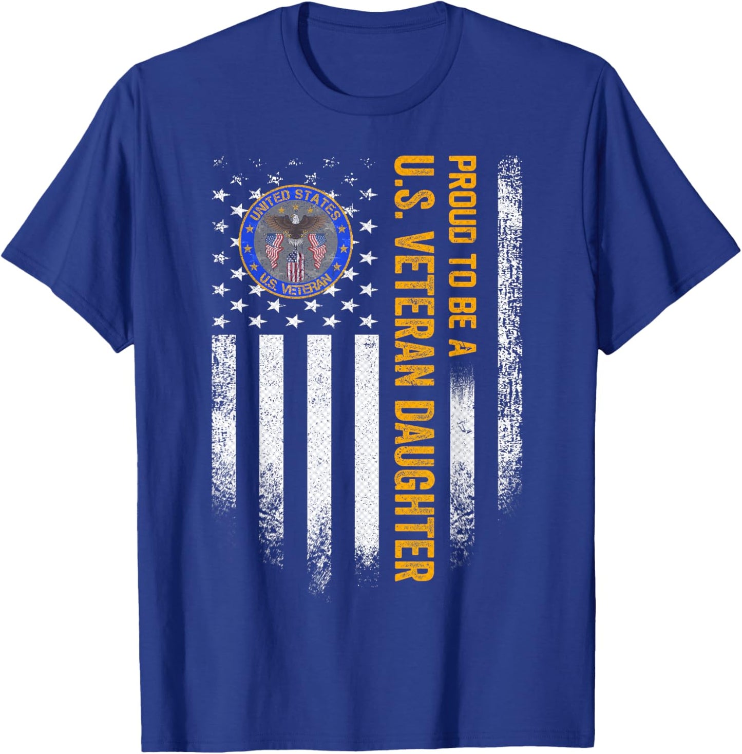 Vintage USA Flag Proud To Be A US Military Veteran Daughter Men T-Shirt - T-Shirt | Royal