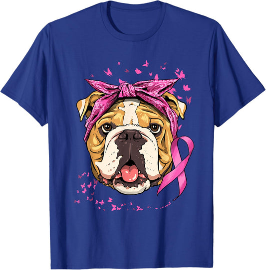 American bulldog Breast Cancer Awareness Cancer Survivors T-Shirt - T-Shirt | Royal