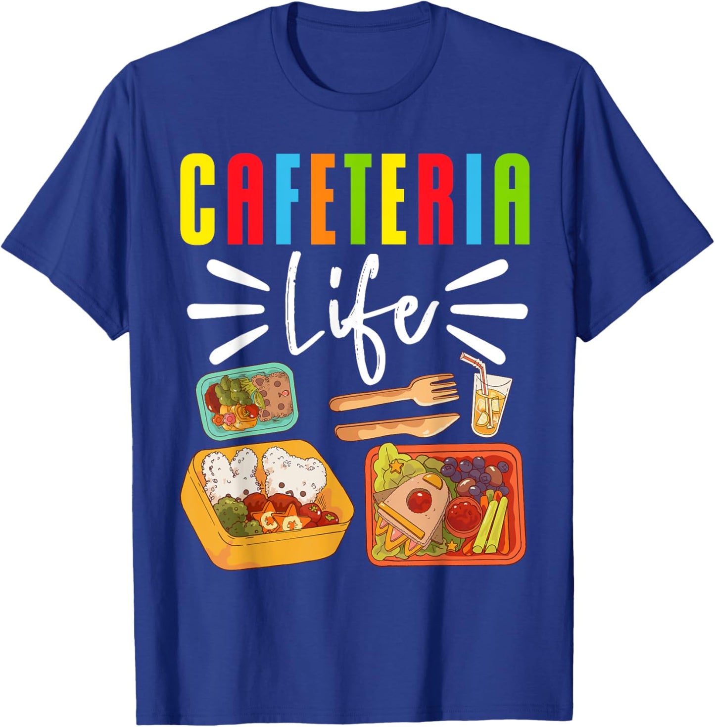 School Cafeteria Worker Lunch Lady Food Trays Cafeteria Life T-Shirt - T-Shirt | Royal