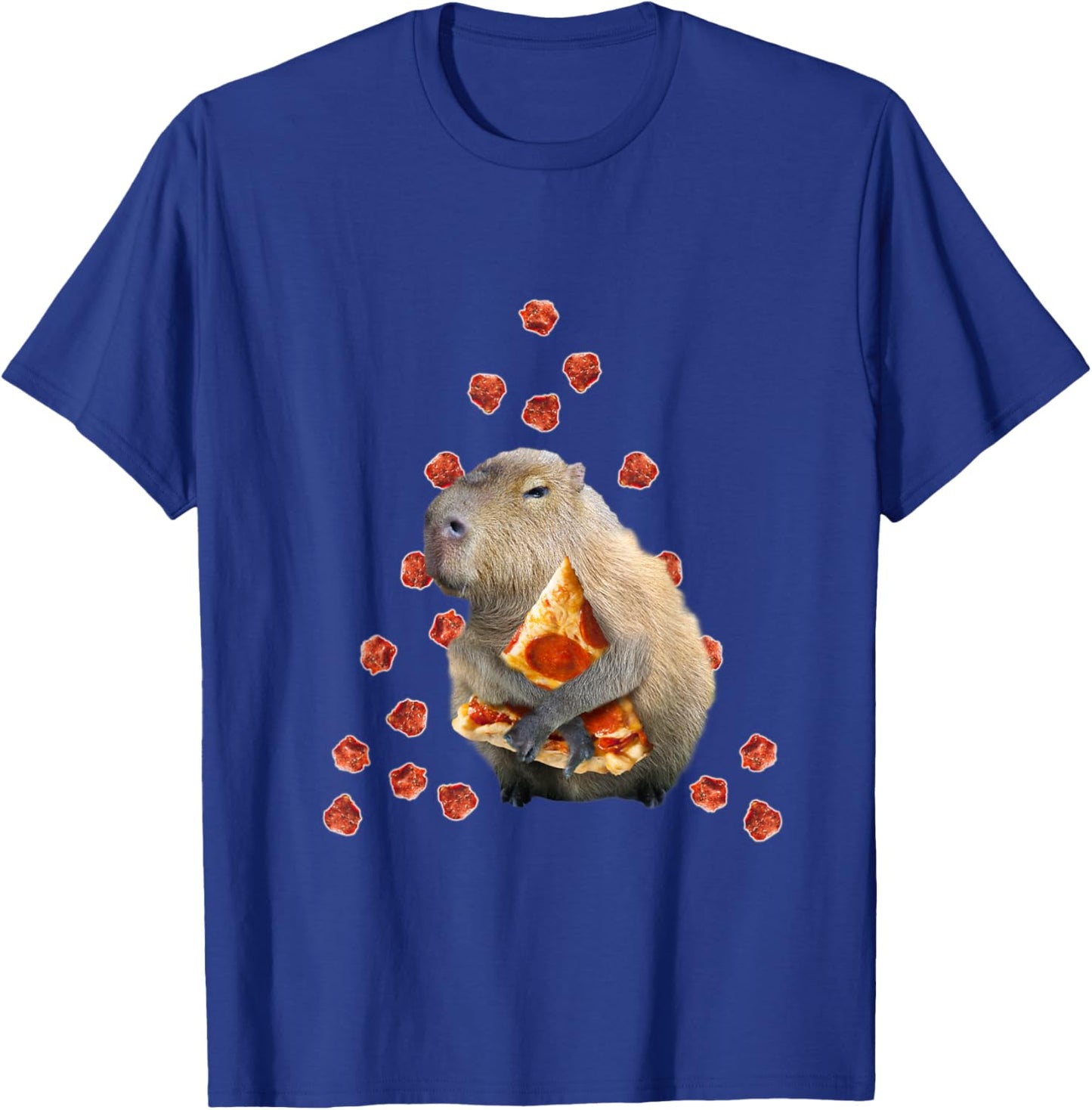 Capybara Capybaras Funny Cute Pizza Dinner T-Shirt - T-Shirt | Royal