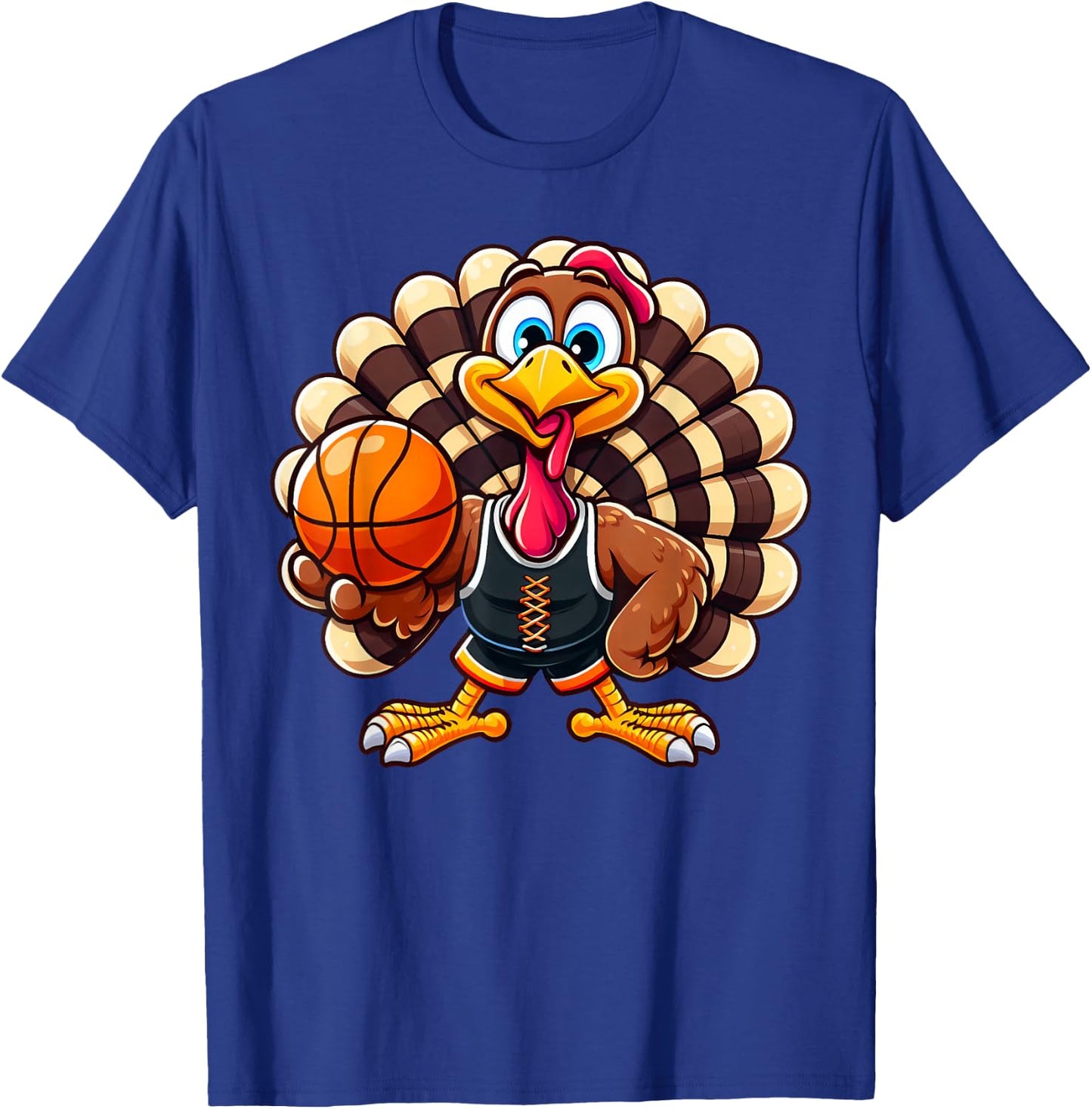 Cool Thanksgiving Basketball Gobble Player Turkey Basketball T-Shirt - T-Shirt | Royal