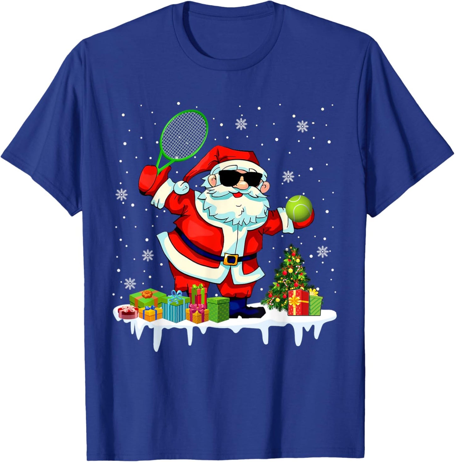 Santa Playing Tennis Funny Christmas Santa Tennis Lover T-Shirt - T-Shirt | Royal