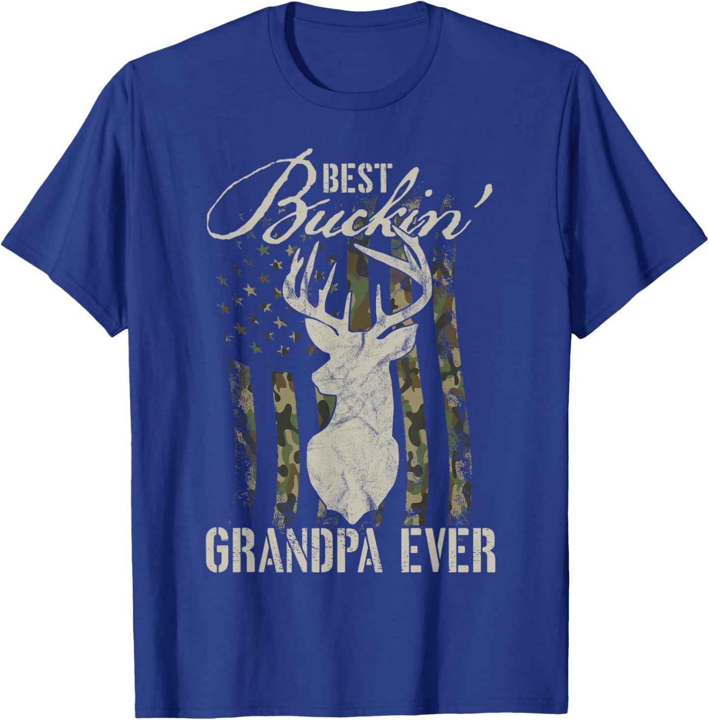 Best Buckin' Grandpa Ever Hunter Camouflage Camo Fathers Day T-Shirt - T-Shirt | Royal