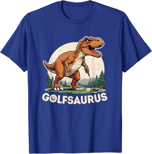 Golf Dinosaur Golfer T-Rex Playing Golf Dino Golfing T-Shirt - T-Shirt | Royal