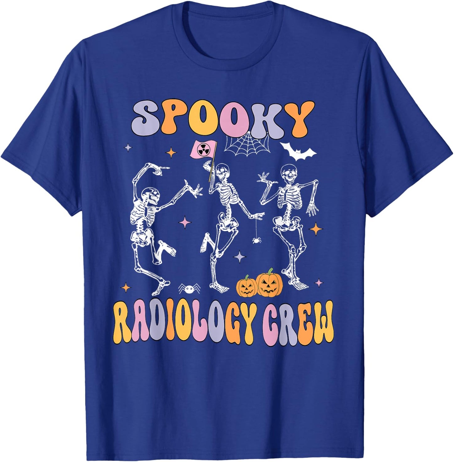 Dancing Skeleton Spooky Radiology Crew X-ray Tech Halloween T-Shirt - T-Shirt | Royal