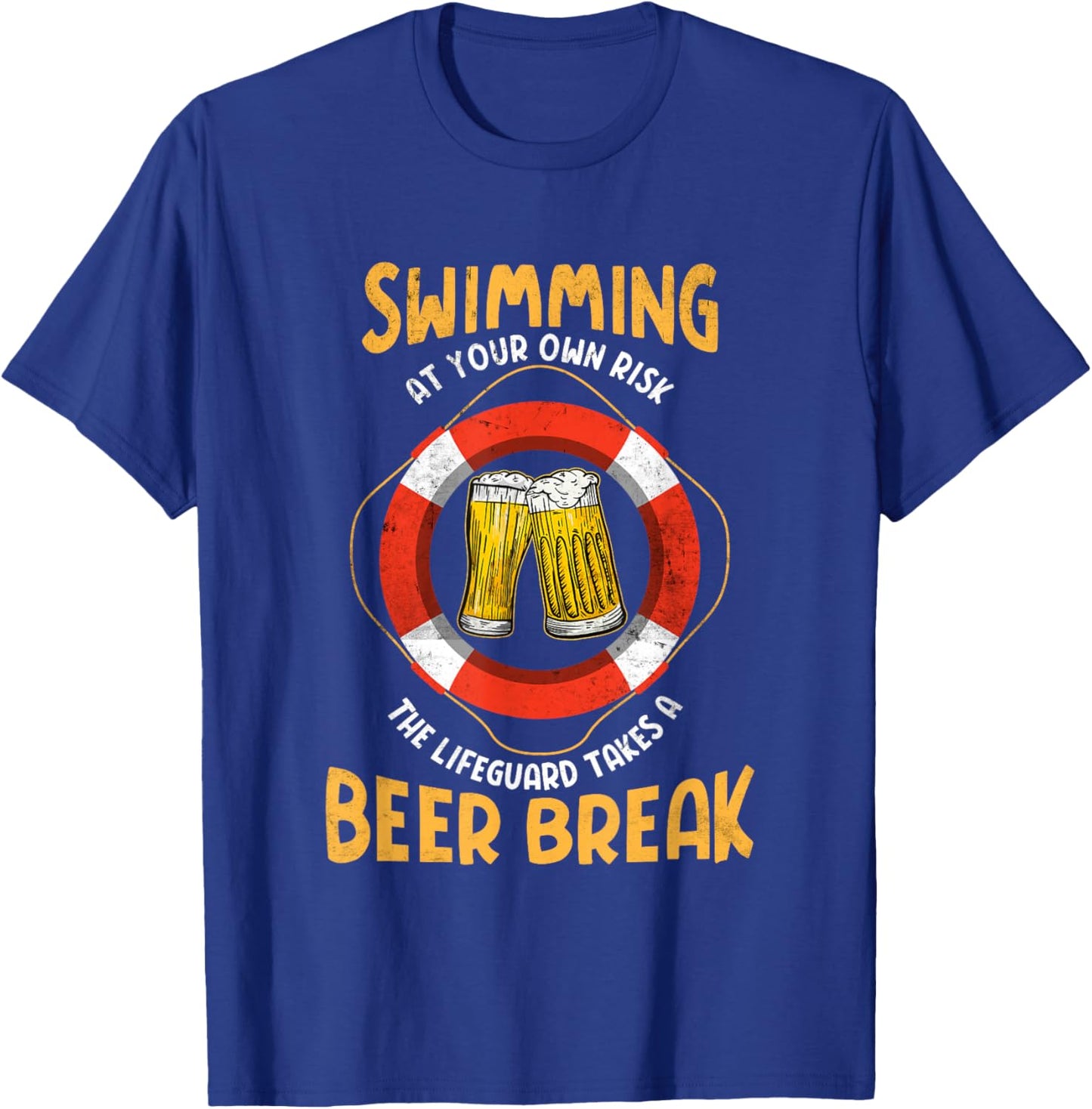 Lifeguard takes a beer break | Swimmer Funny Swimming Pool T-Shirt - T-Shirt | Royal
