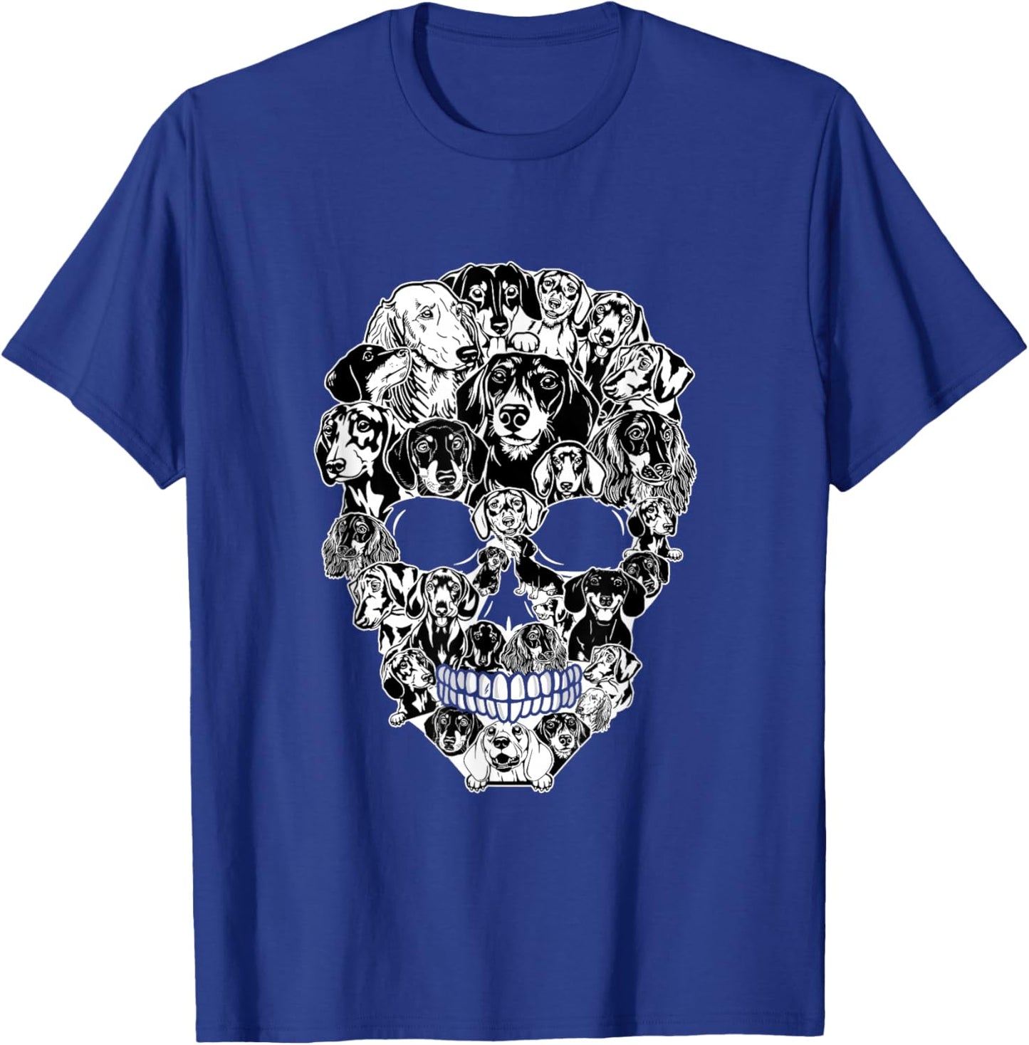 Funny Dachshund Skull Dog Skeleton Halloween Men Women Kids T-Shirt - T-Shirt | Royal