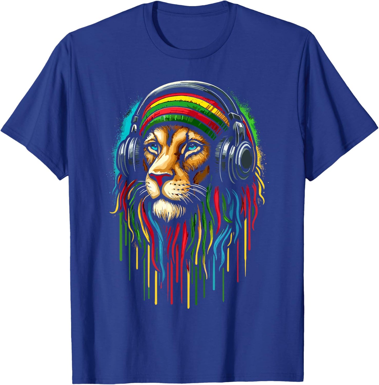 Jamaican Lion Jamaican Rasta Flag T-Shirt - T-Shirt | Royal