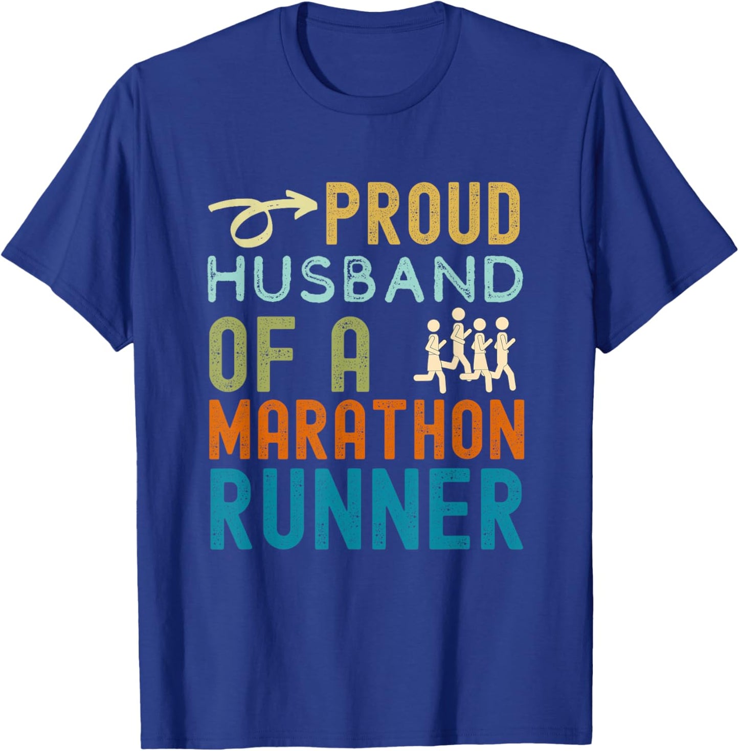 Proud husband of a marathon runner retro vintage distressed T-Shirt - T-Shirt | Royal