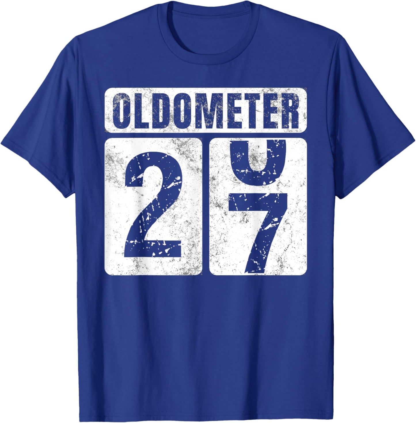 Oldometer 27 Shirt Vintage Funny 27th Birthday Gift T-Shirt - T-Shirt | Royal