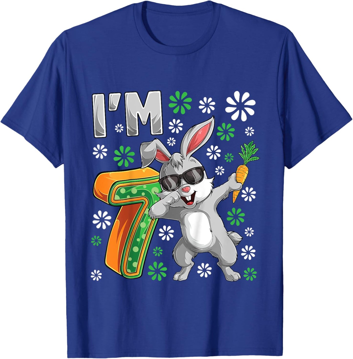 7 Year Old Bunny 7th Birthday Party Dabbing Bunny Lover T-Shirt - T-Shirt | Royal