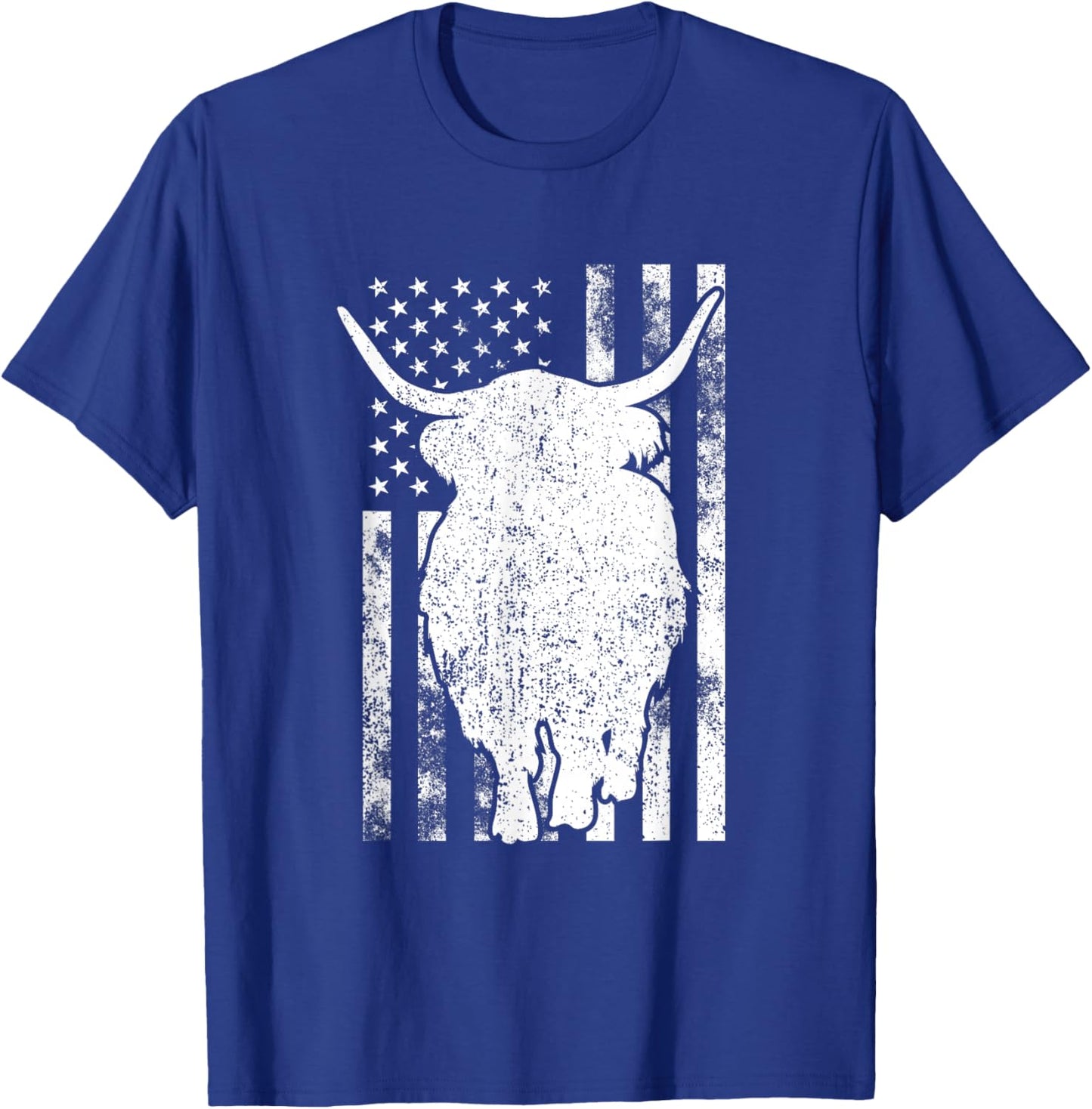 American Flag - Scottish Highland Cow For Cattle Farmer T-Shirt - T-Shirt | Royal