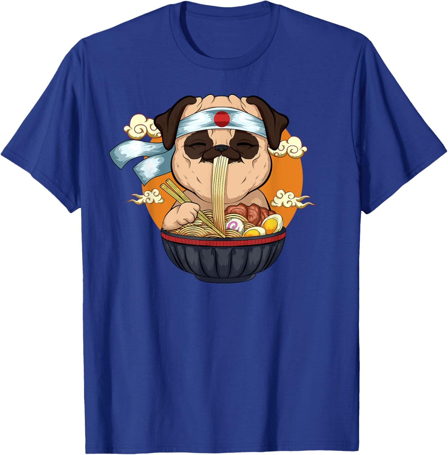 Japanese Ramen Pug Design Kawaii Anime Pug Dog Ramen Noodles T-Shirt - T-Shirt | Royal