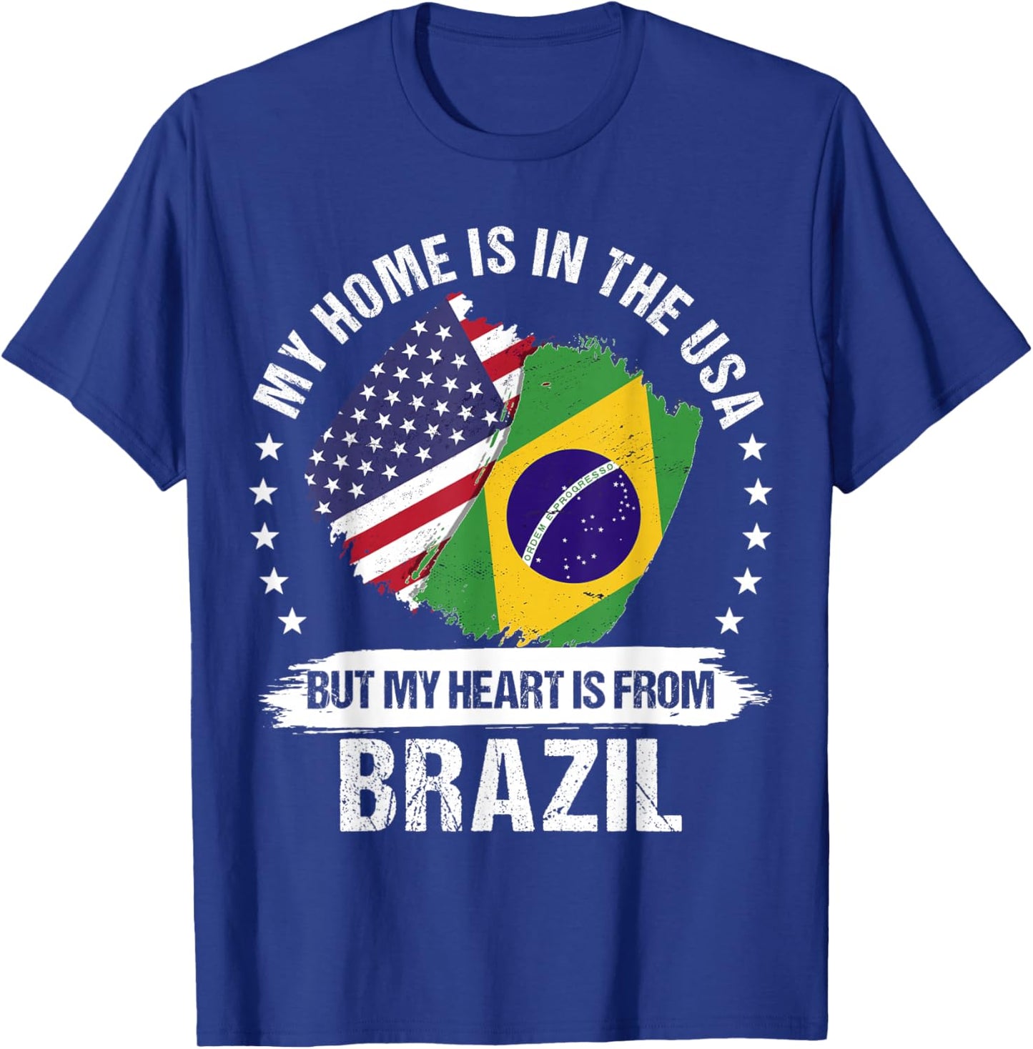 American Patriot Brazil Flag American Brazilian Roots T-Shirt - T-Shirt | Royal