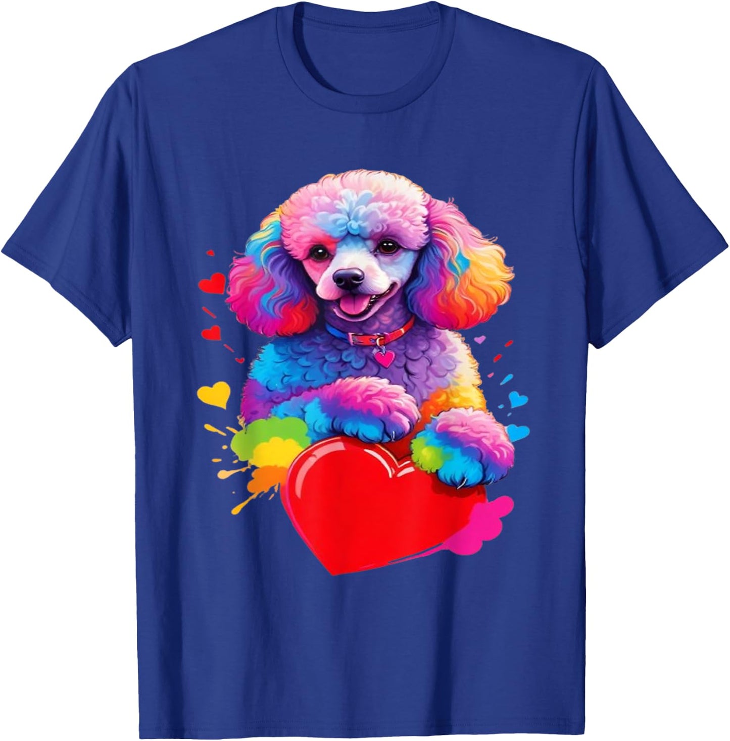 Poodle Shirt - Colorful Poodle Heart Graphic T-Shirt - T-Shirt | Royal