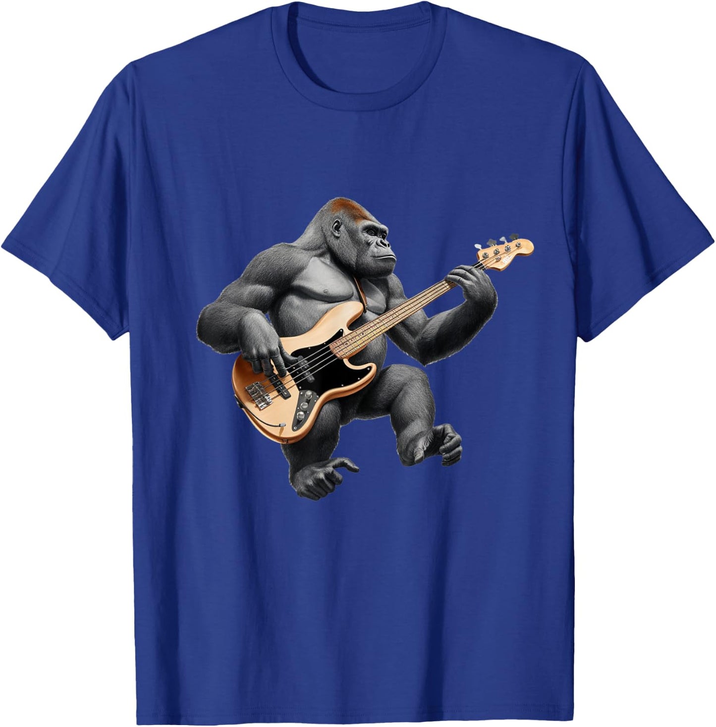 Bassist Gorilla, Funny Gorilla Playing Guitar Rock Music T-Shirt - T-Shirt | Royal
