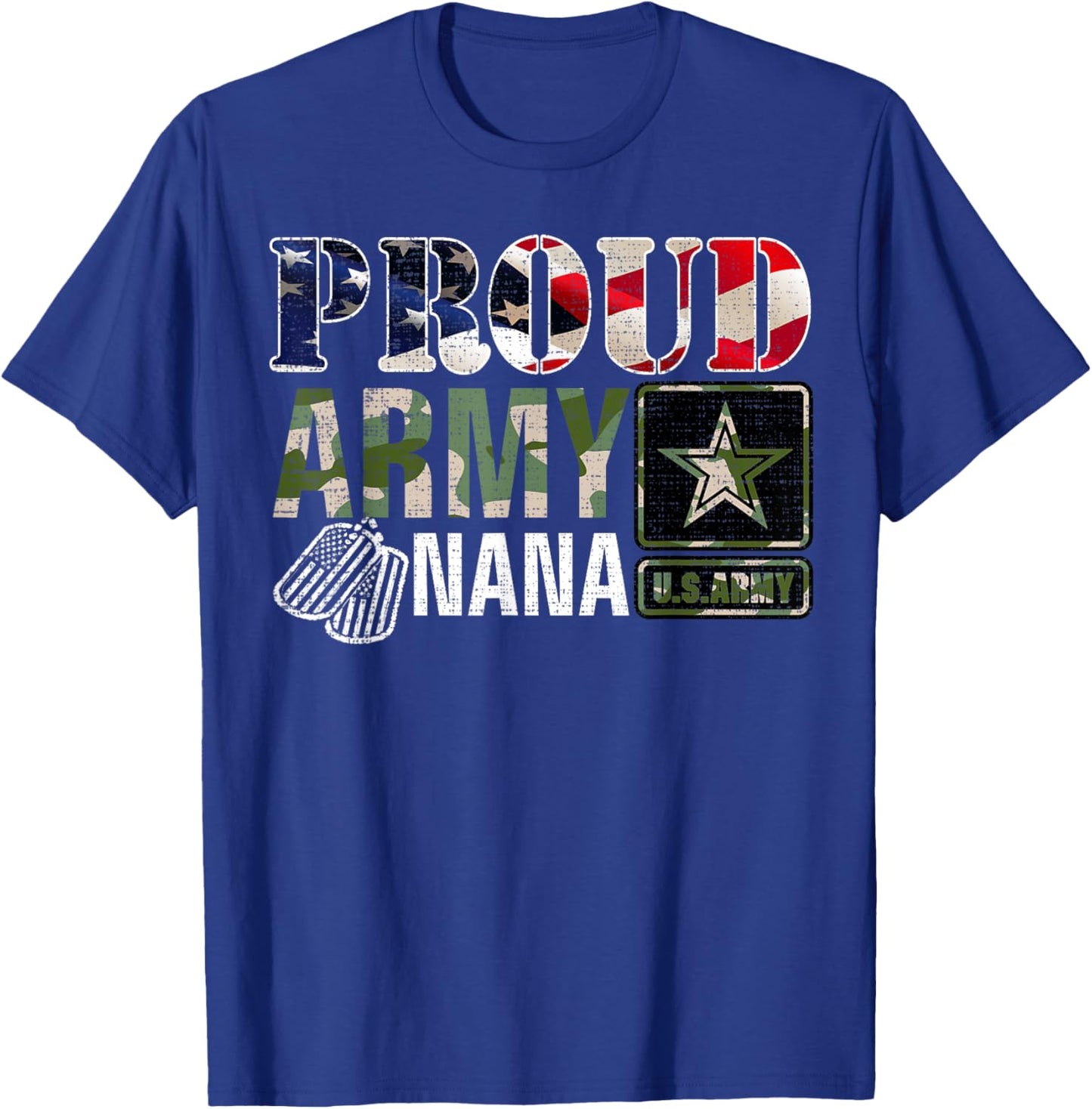 Vintage Proud Army Nana Camo With American Flag Gift T-Shirt - T-Shirt | Royal