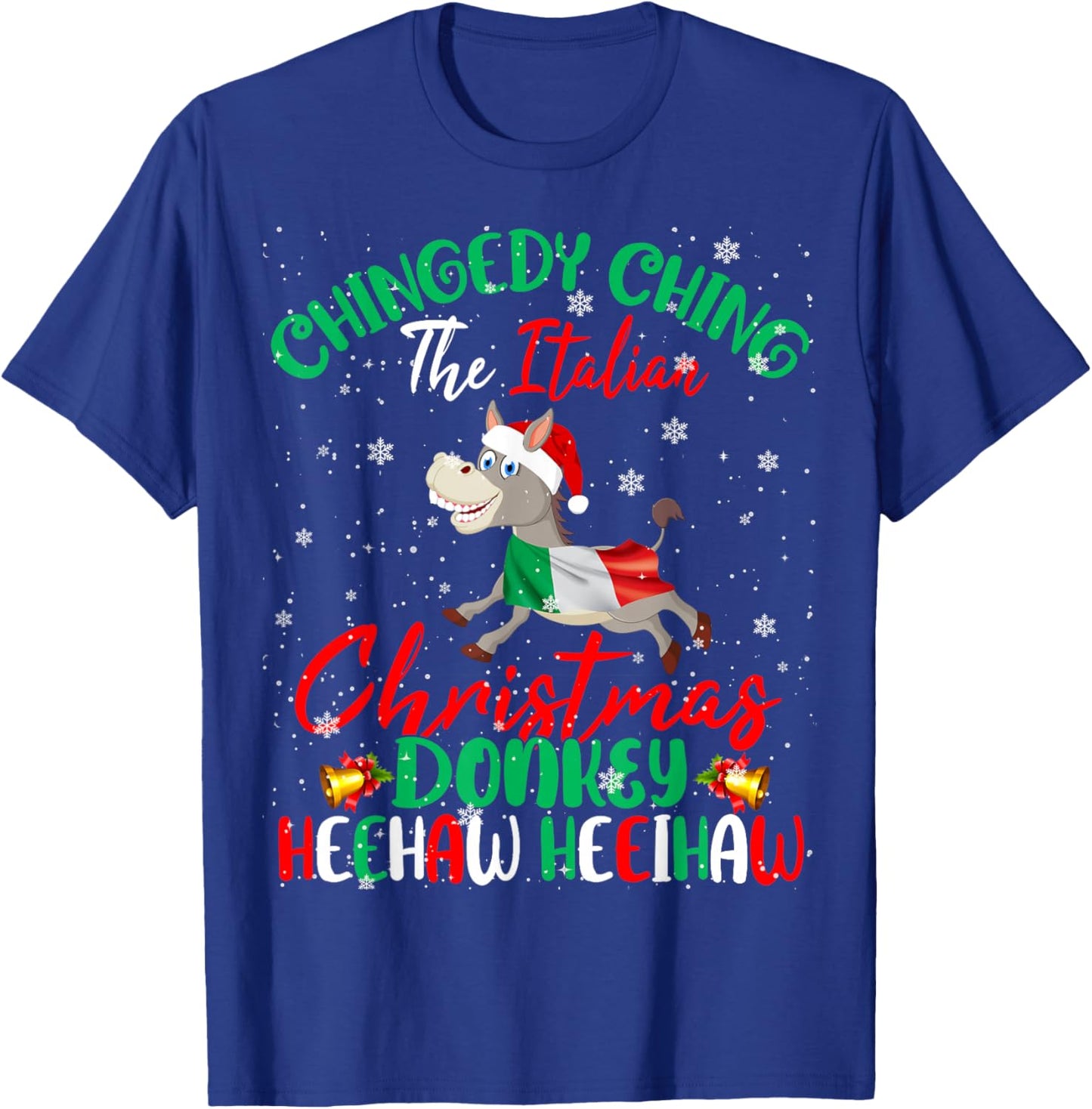 Merry Christmas Italian Funny Italian Santa Donkey Heehaw T-Shirt - T-Shirt | Royal