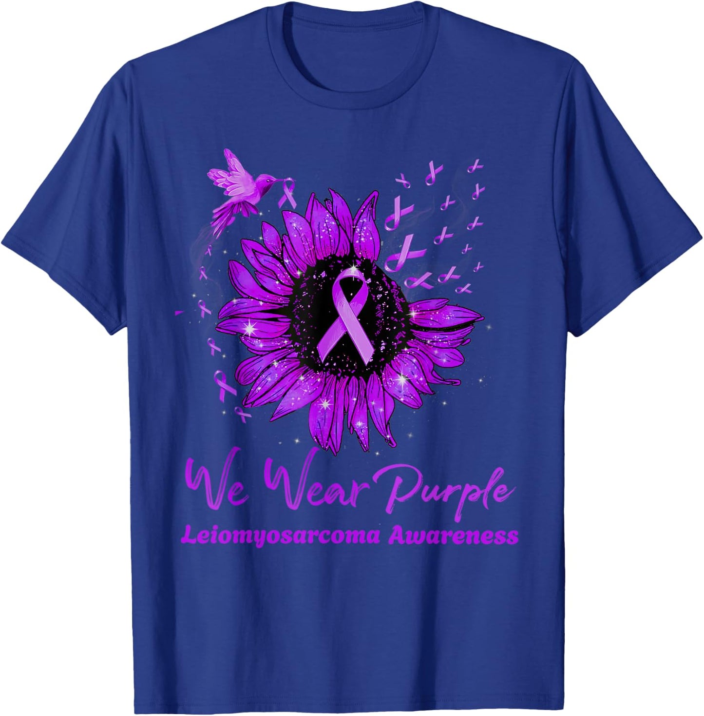 We Wear Purple Leiomyosarcoma Awareness Sunflower T-Shirt - T-Shirt | Royal