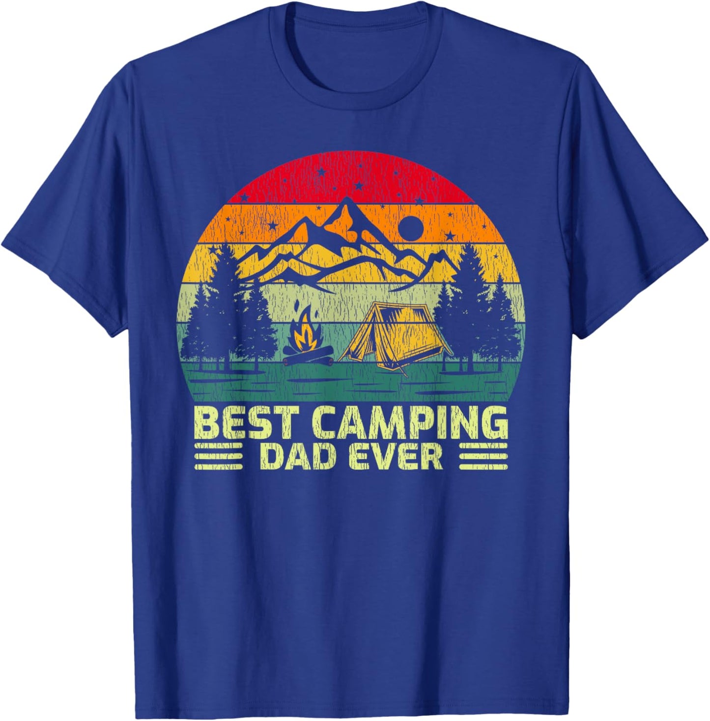 Funny Vintage Best Camping Dad Ever Father's Day T-Shirt - T-Shirt | Royal