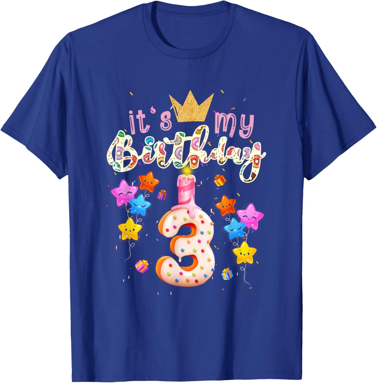 It's My 3th Birthday Doughnut Happy 3 Years Old Girl T-Shirt - T-Shirt | Royal