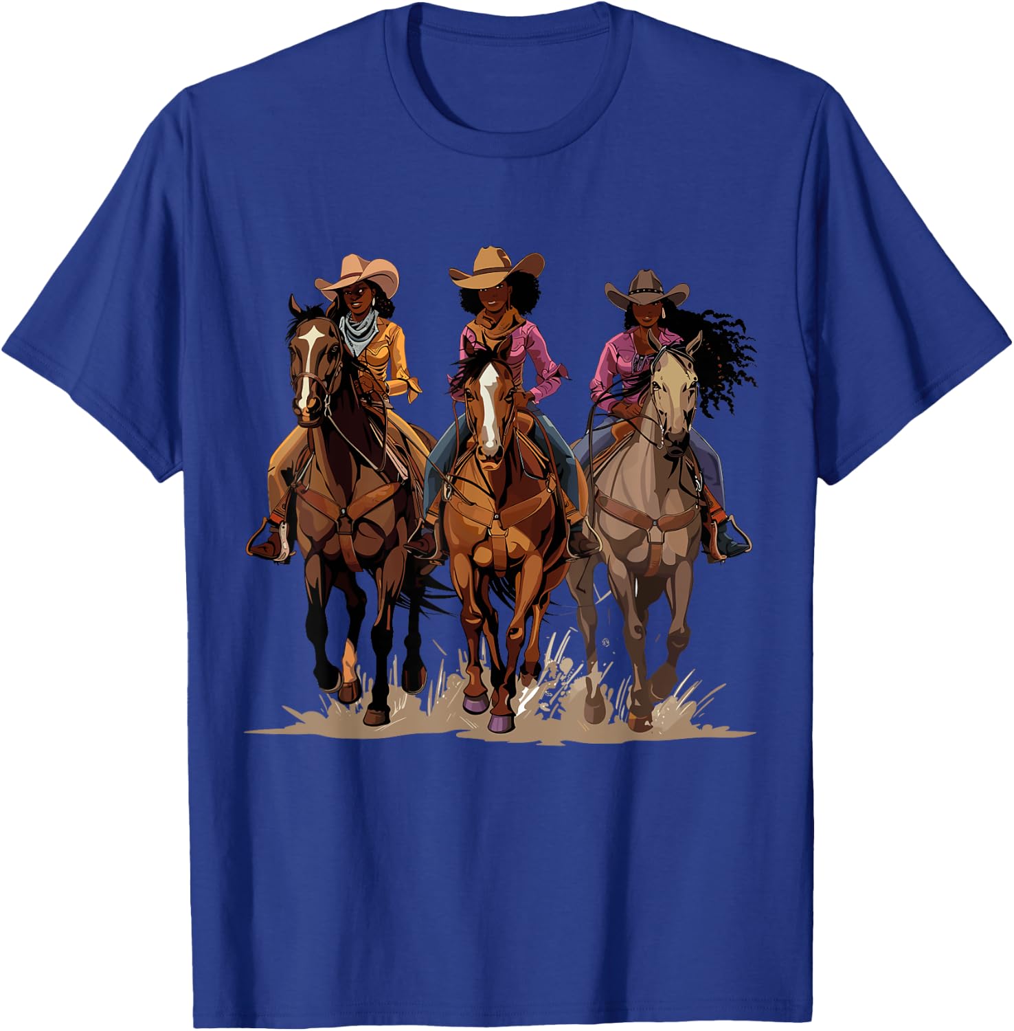 Black African American Cowgirl Western Country Texas Rodeo T-Shirt - T-Shirt | Royal