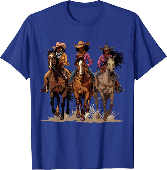 Black African American Cowgirl Western Country Texas Rodeo T-Shirt - T-Shirt | Royal