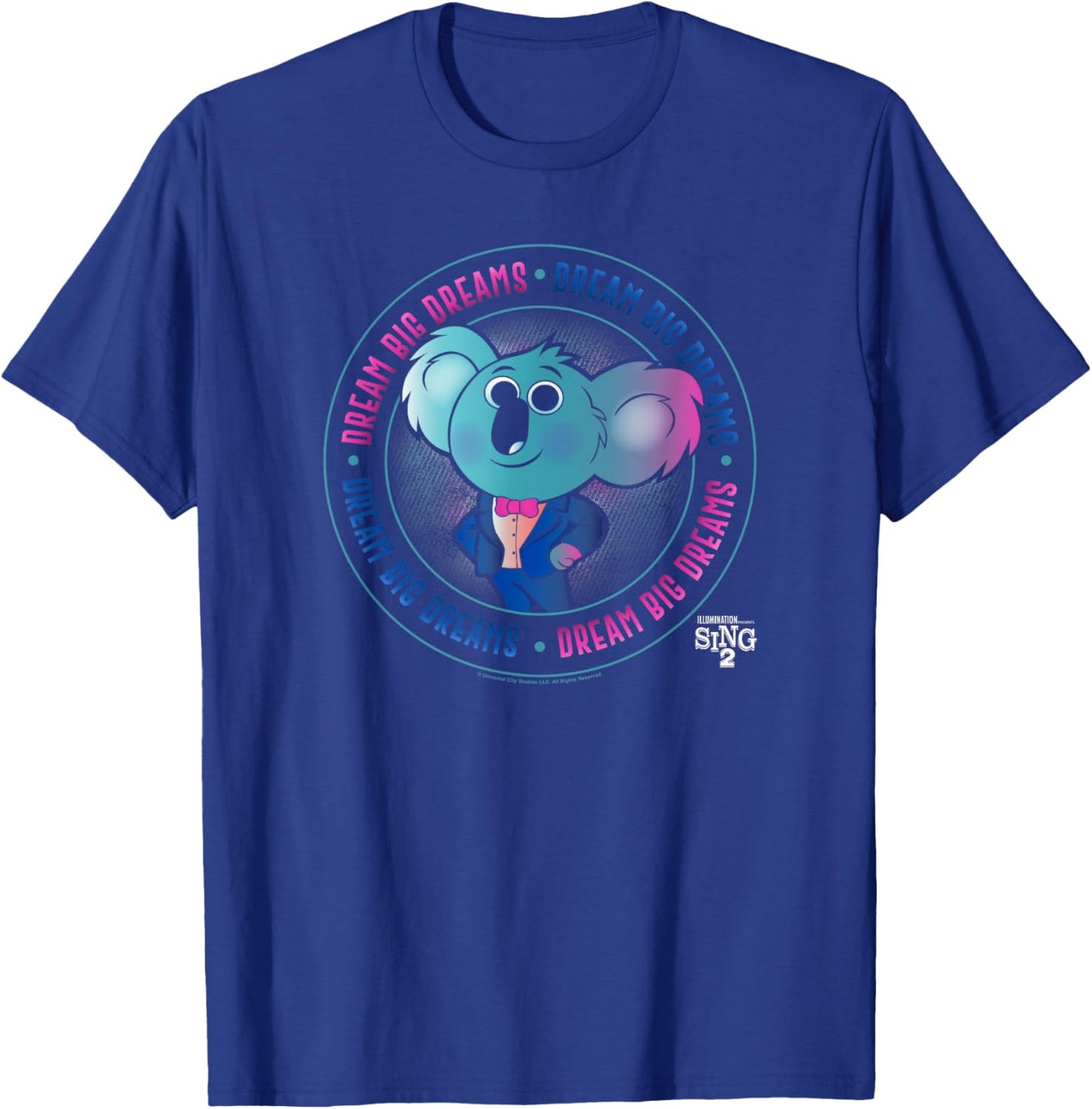 Sing 2 Buster Moon Dream Big Dreams Circle Badge T-Shirt - T-Shirt | Royal