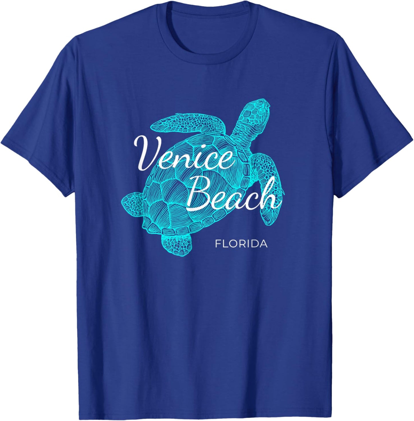 Venice Beach Florida with a Turtle Women Girls Kids T-Shirt - T-Shirt | Royal