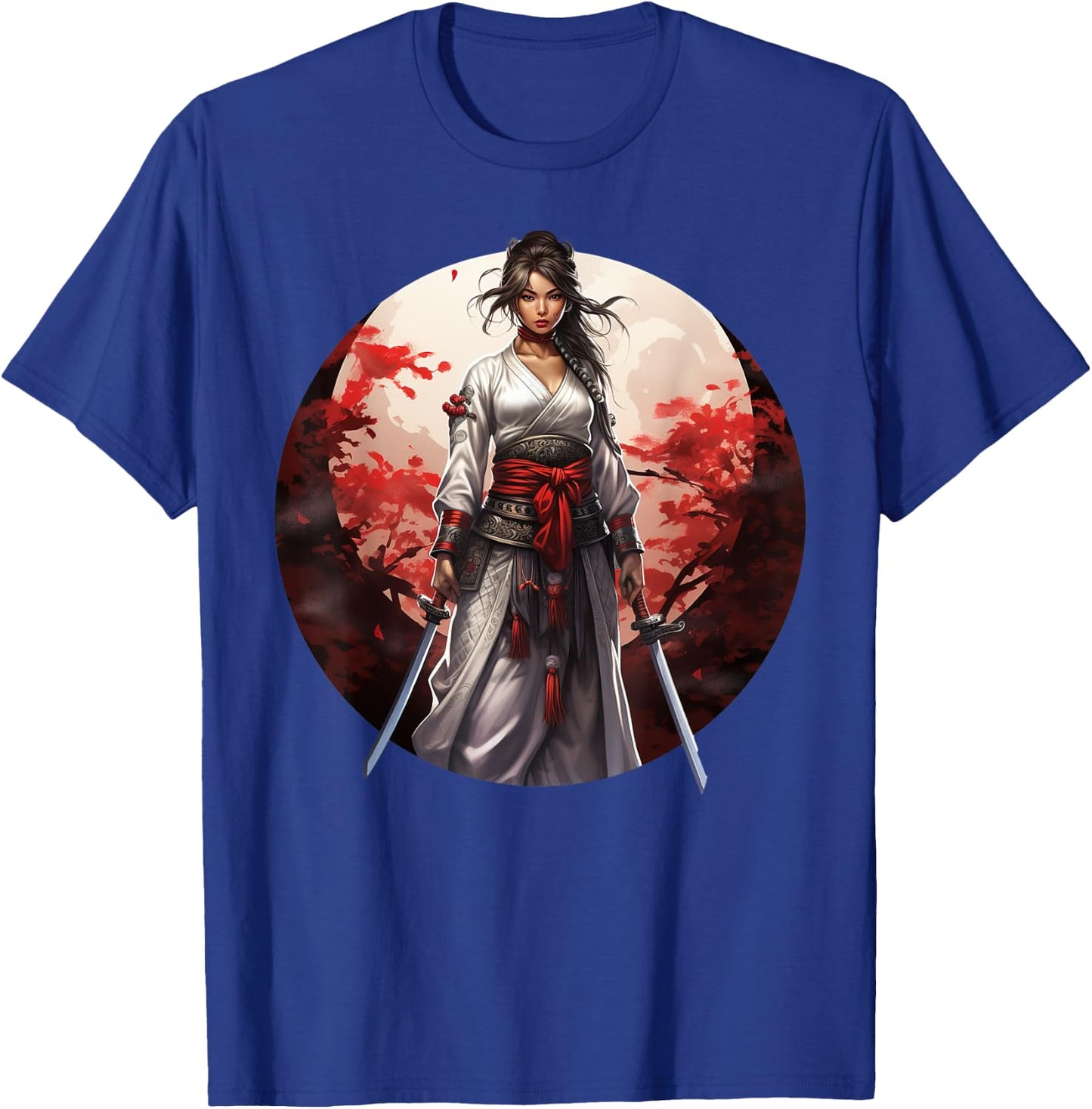 Japanese Samurai Girl Vintage Retro Sakura Cherry Blossom T-Shirt - T-Shirt | Royal