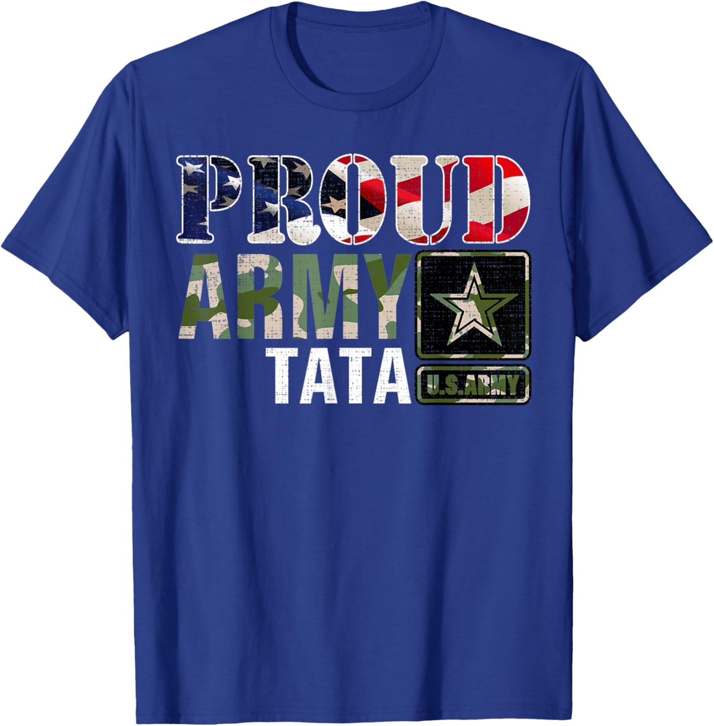 Vintage Proud Army Tata Camo With American Flag Gift T-Shirt - T-Shirt | Royal
