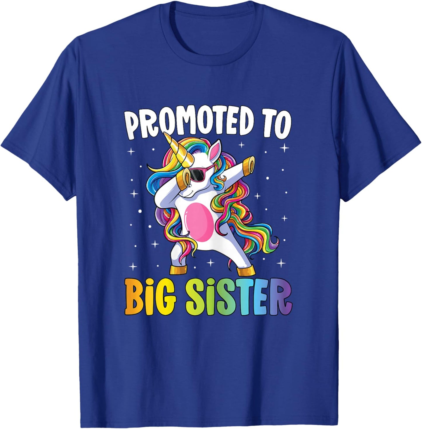 Promoted to Big Sister Girls Dabbing Unicorn Older Sister T-Shirt - T-Shirt | Royal